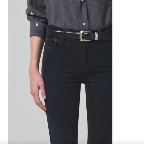 Citizens of Humanity Isola Flare Corduroy Pants, Washed Charcoal Black, Size 26 - Picture 9 of 12